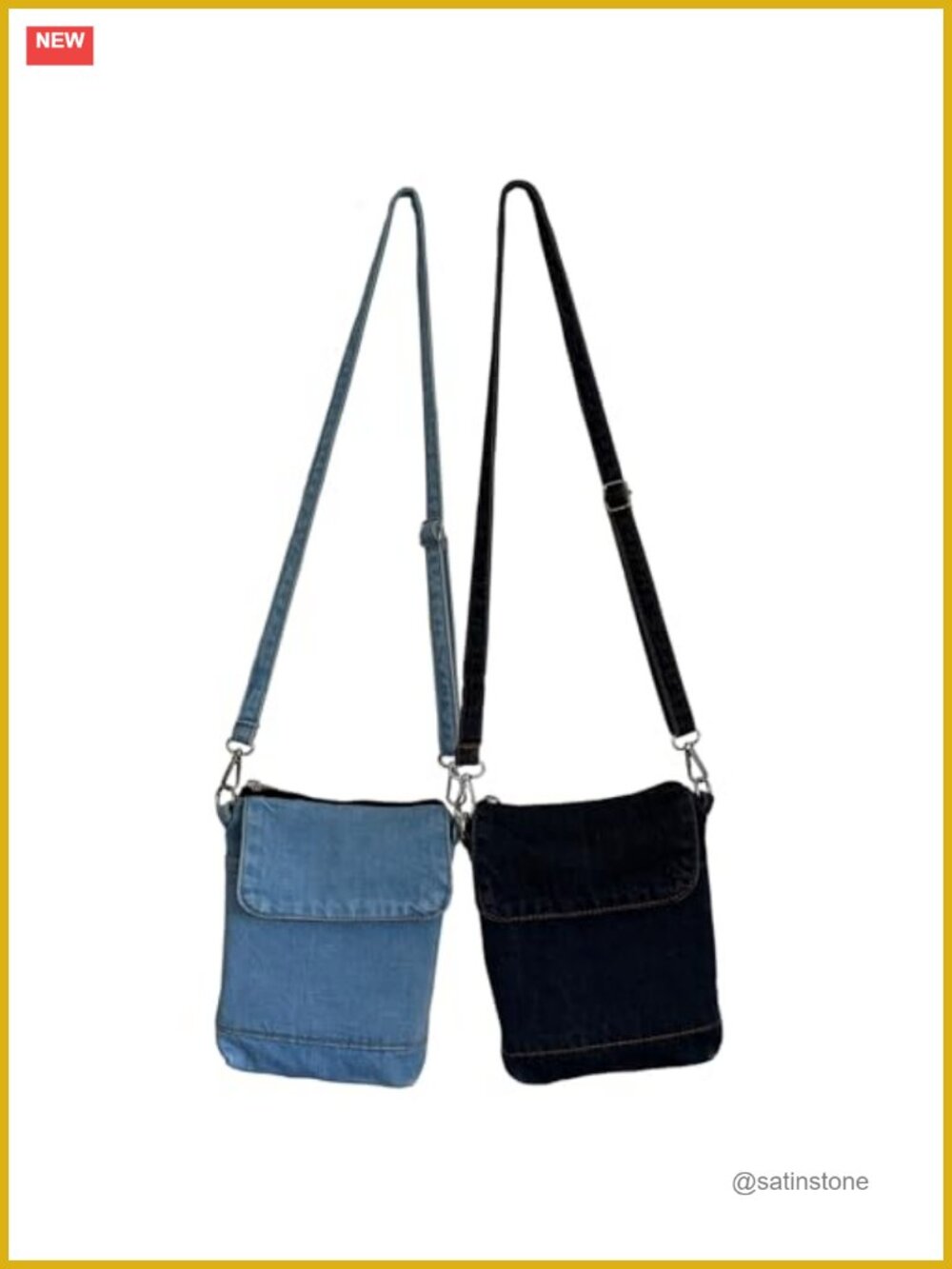 2 Pack Small Denim Crossbody Purses Adjustable Strap Women's Bags